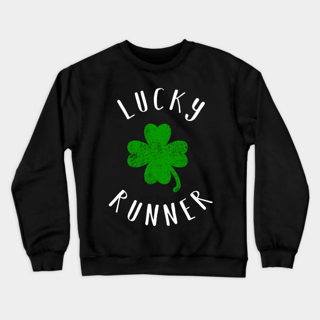 St Patricks Day running shirt - Vintage Lucky Runner Shamrock Crewneck Sweatshirt by CMDesign